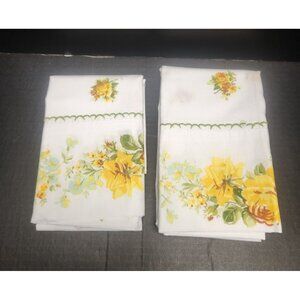 Vintage 1970s yellow roses set of pillow cases Heritage cotton